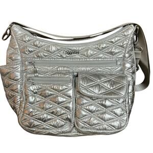 Baggalini Silver Modern Everywhere Quilted Crossbody Bag RFID Travel